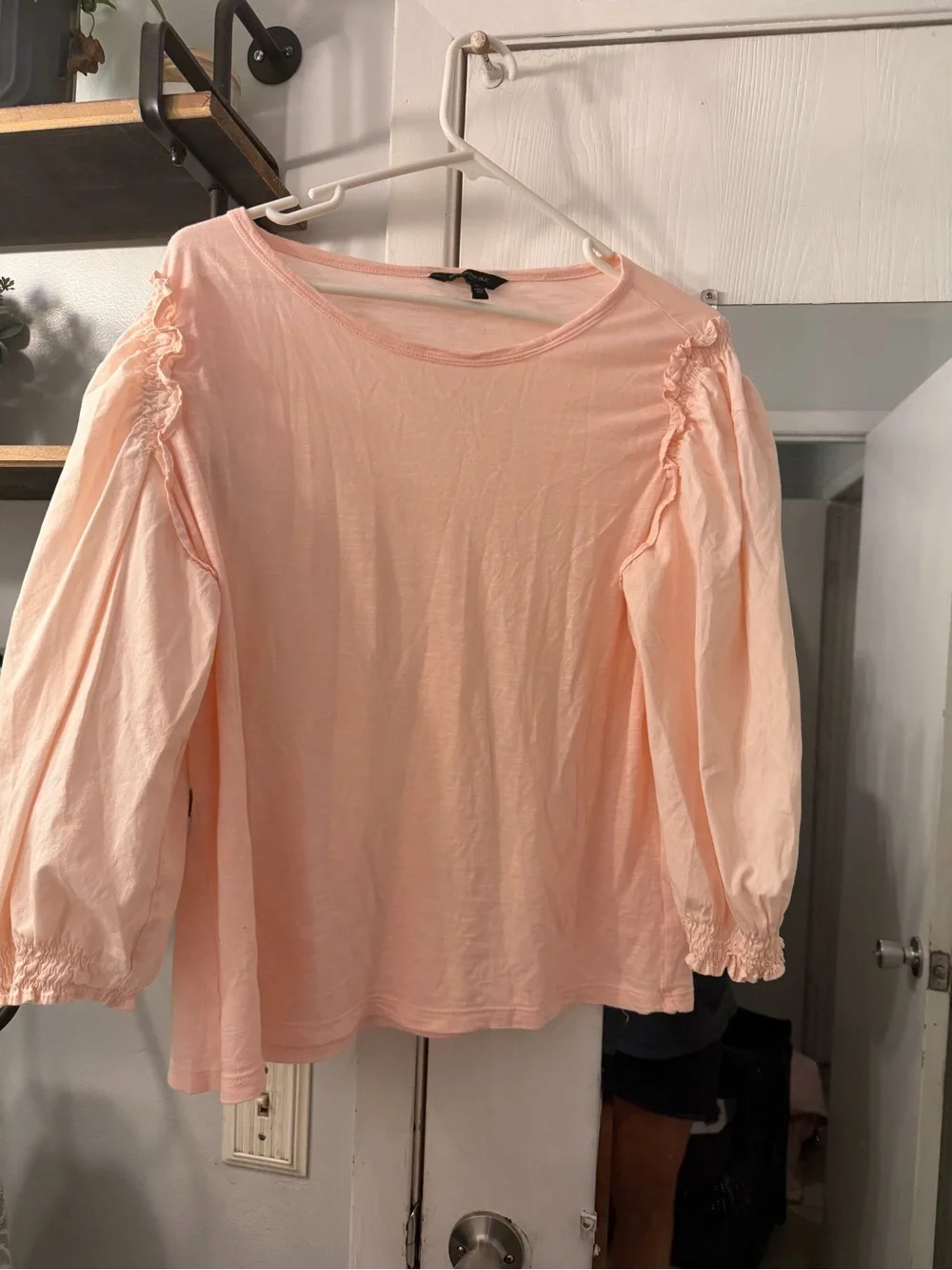 Banana Republic Women’s Puff-Sleeve Long Sleeve Top in Light Pink